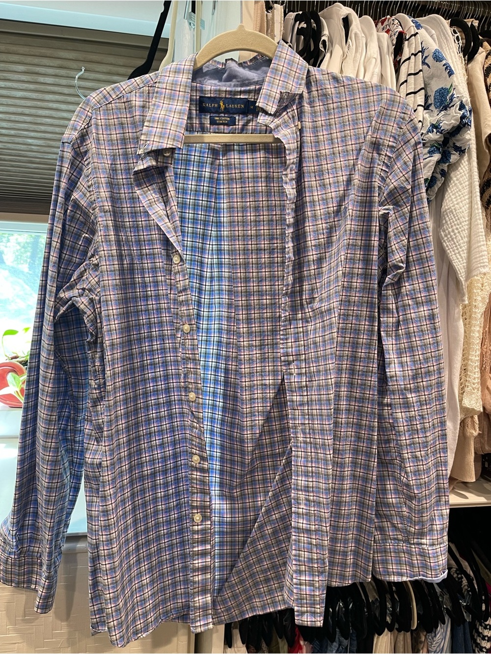 Ralph Lauren Lavender and Blue Plaid Button-Up Shirt